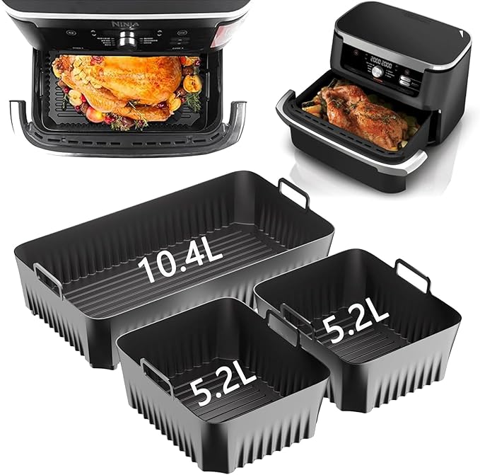 Air Fryer Silicone Mould for Ninja Foodi Flex 10.4L AF500EU Accessory Compatible with Ninja Foodi Max AF500EU (5.2L x 2+10.4L) - Image 1