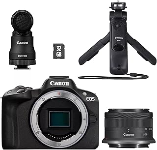 Kit créateur de Contenu UGC Canon EOS R50 - Appareil Photo Hybride APS-C 4K, Wi-FI, Bluetooth, Compact, idéal pour Le vlog, pour débutants et Professionnels - Image 1