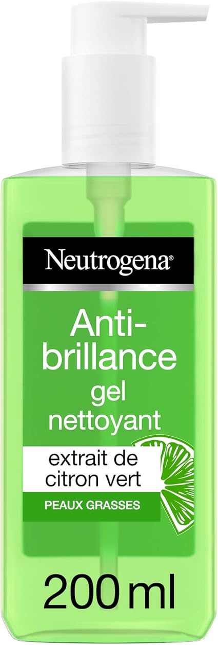 Neutrogena – Lime Anti-Shine Cleansing Gel (200 ml pump bottle) – Face wash for oily skin and shiny areas – Face care for a long-lasting mattifying effect - Image 1