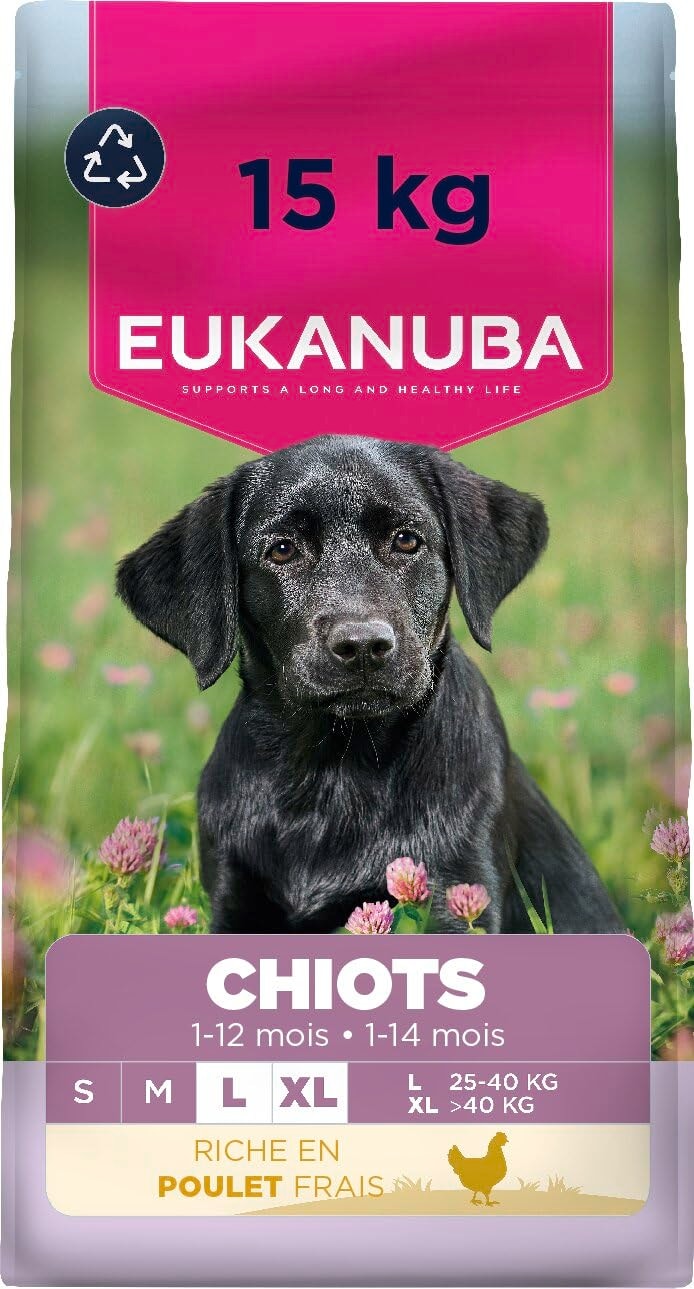 EUKANUBA Life Care Large Breed Puppy Food 1 to 12 Months, Rich in Fresh Chicken, Optimal Growth - DHA, Calcium, Omega 3&6, FOS Prebiotics, No Dyes, Artificial Flavours or GMOs - 15kg - Image 1