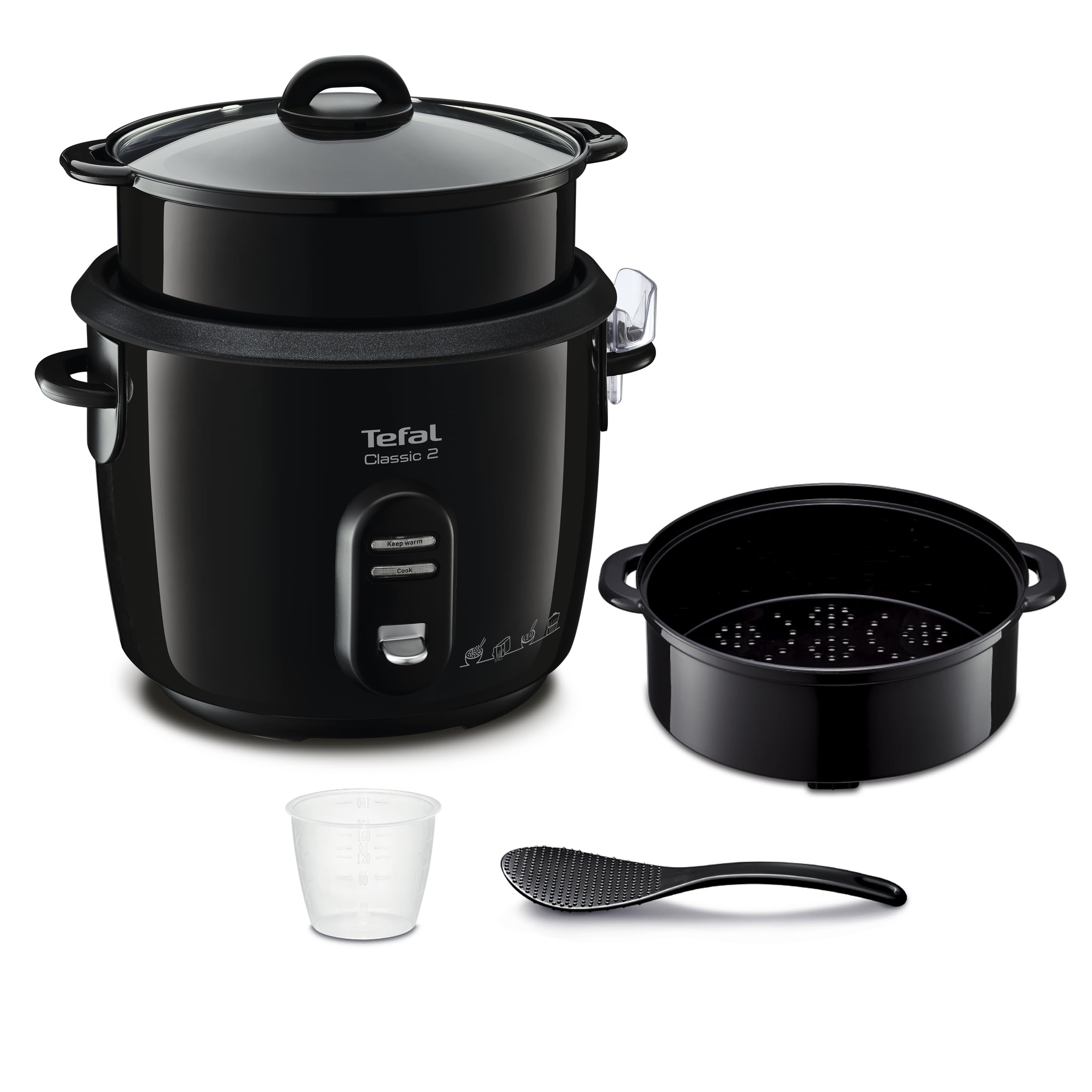 Tefal Classic 2 Rice Cooker, 5 L, 1.5 kg Rice, Automatic, Warm, Unattended, Non-stick Bowl, Easy Clean, Steamer, Black RK103811 - Image 1