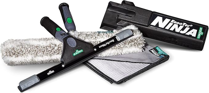 UNGER ErgoTec AKN14 Ninja Complete Window Cleaning Kit 6 in 1 (Washer, Wiper, Microfibre Cloth, Glass Scraper, Case, Belt Compartment, Window Cleaning) - Image 1