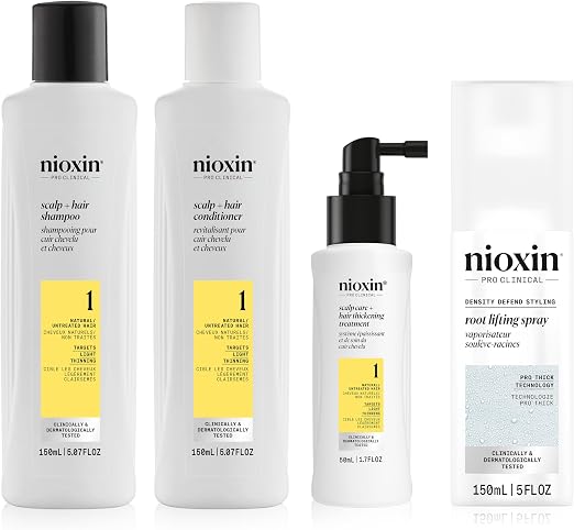 Nioxin - SYSTEM 1 Care Kit - Shampoo & Conditioner (150 ml), Leave-In Care (50 ml) + Root Volumizing Spray (150 ml) - Image 1