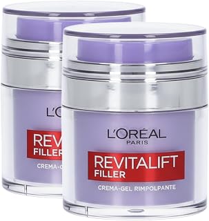 L'Oréal Paris Revitalift Filler Gel-crème rajeunissant le visage, nourrissant et hydratant, à l'acide hyaluronique pour tous les types de peau - 2 pots de 50 ml - Image 1