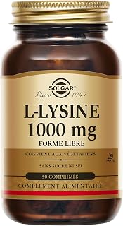 Solgar L-Lysine - Acide aminé - Haute qualité - Vegan - Complément Alimentaire - Flacon de 50 comprimés - Image 1