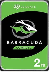 Seagate BarraCuda 2TB Internal HDD 3.5 Inch SATA 6Gb/s 7200RPM 256MB Cache for Desktop PC Easy Open Rescue Services (ST2000DMZ08)