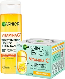 Garnier Crème de jour bio pour le visage à la vitamine C pour peaux ternes - Réduit les ridules avec Super Citrus 50 ml + traitement liquide SkinActive pour peaux sensibles - 120 ml - Image 1