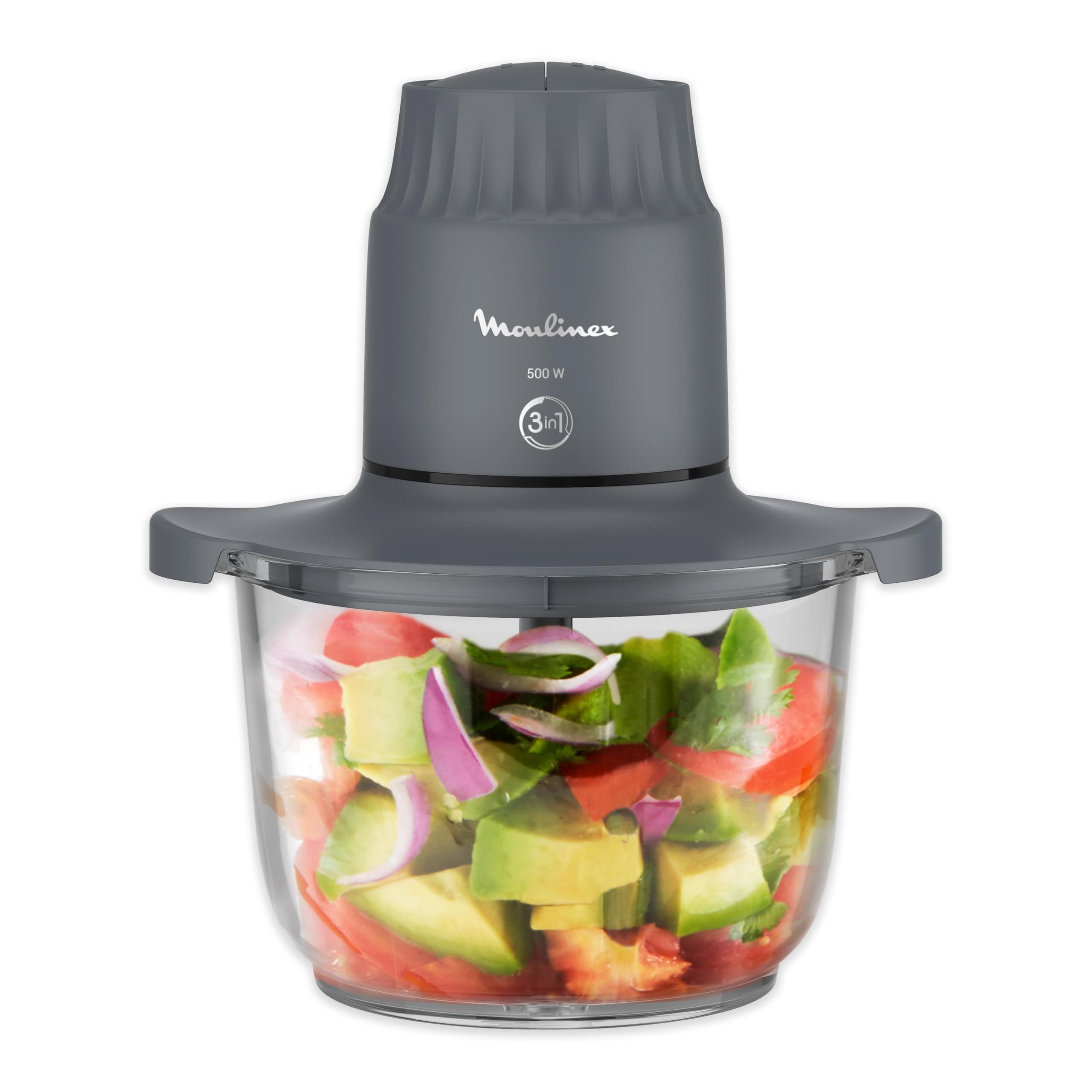 Moulinex Choppeo, Choppeo Chopper with Glass Bowl, 1L Usable Capacity, Borosilicate Glass, 2 Speed, Java Pepper DJ602110