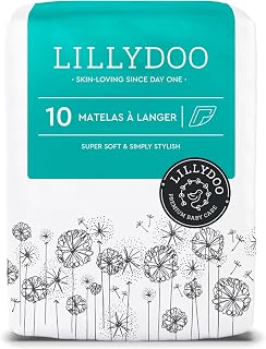 LILLYDOO Matelas à Langer Hypoallergéniques pour Bébé 60x60 cm, 10 pièces, Alèses Ultra-douces pour les Peaux Sensibles, Sans Parfum ni Lotion, Testés Dermatologiquement - Image 1