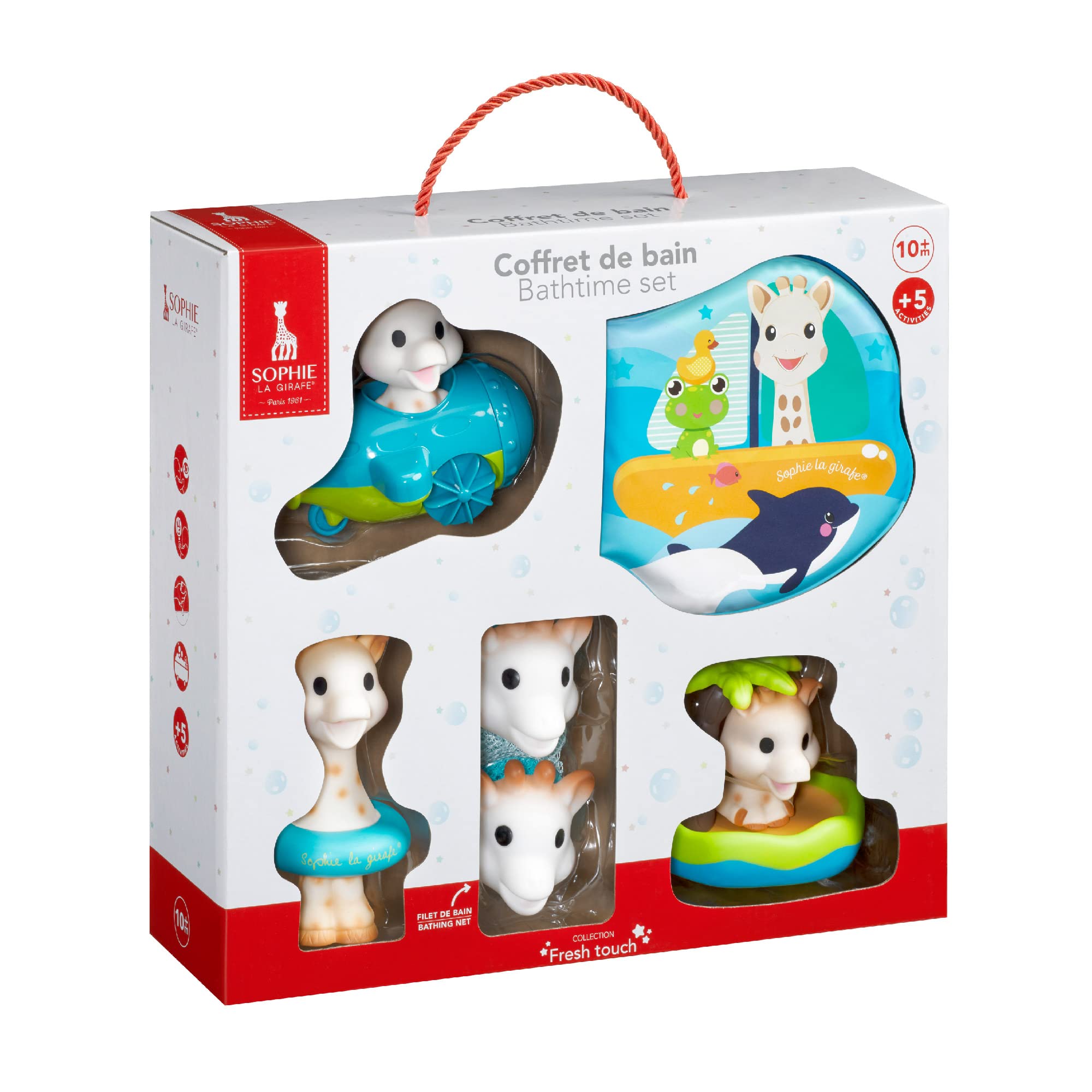 Sophie la Girafe - Sophie la Girafe - Sophie la Girafe Bath Set - 5 Activities: Net, Book and Bath Toys - Learning Games for Children - From 10 Months - Image 1