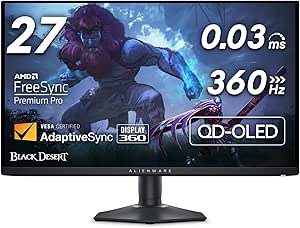 Alienware AW2725DF 27" QHD (2560x1440) Gaming PC Monitor, 360Hz, QD OLED, 0.03ms, AMD FreeSync Premium Pro, 99.3% DCI-P3, HDR400, USB-C, 2X DisplayPort, HDMI, 4X USB, 3 Year Warranty - Image 1