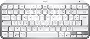 Logitech MX Keys Mini Minimalist Illuminated Wireless Keyboard, Compact, Bluetooth, Backlit, USB-C, Compatible with Apple MacOS, iOS, Windows, French AZERTY Keyboard, Metal Construction – Light Grey - Image 1