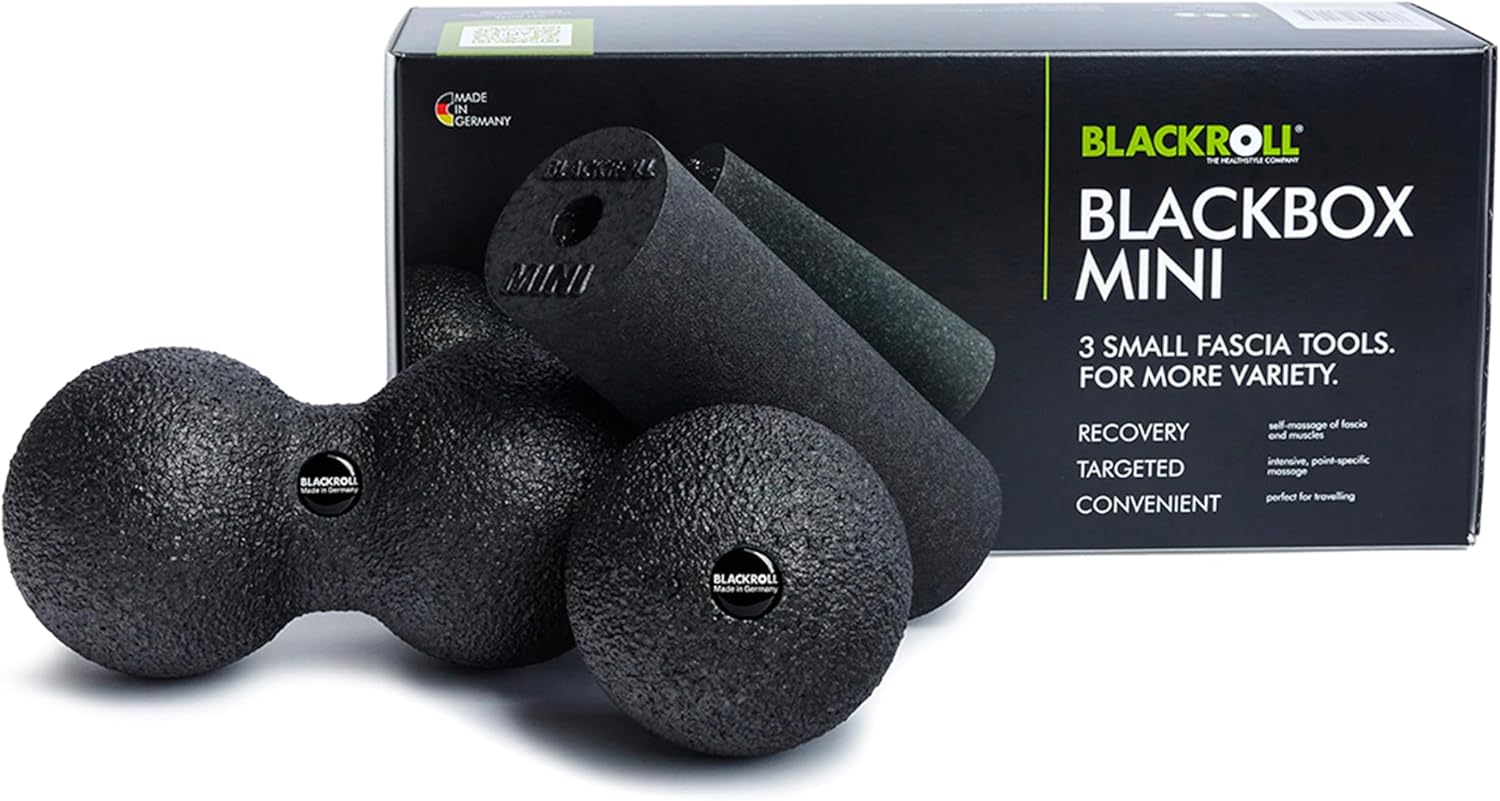 BLACKROLL® BLACKBOX MINI Roller Set for Self-Massage Fascia | Includes: MINI, BALL 08 and DUOBALL 08 | Fitness and Training Massage Accessories | Made in Germany, Black - Image 1