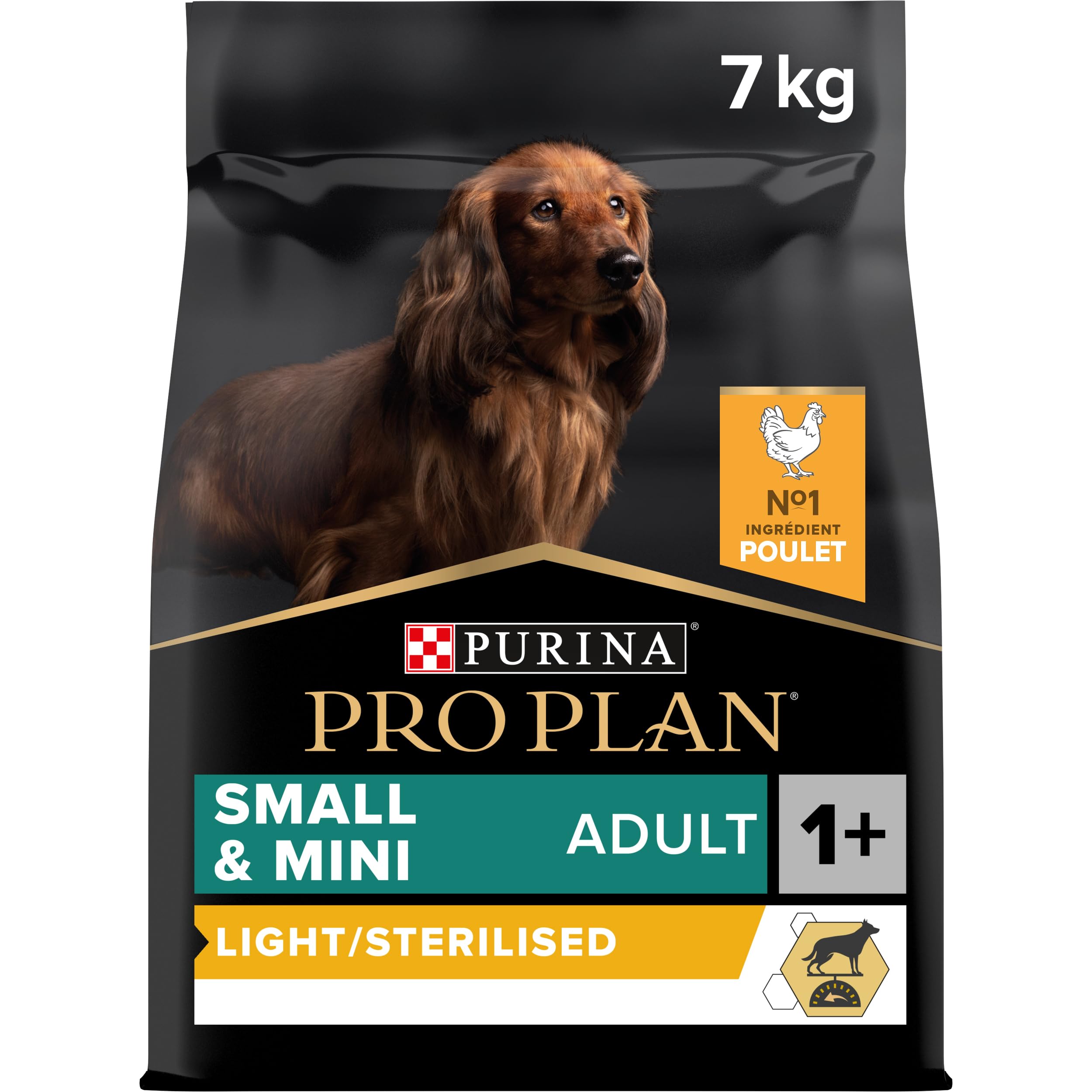 PURINA PRO PLAN | Light/Sterilised | Small and Mini Adult Dog | Protein Food | Chicken | Promotes Weight Management | Bag | 7 kg - Image 1