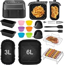 Airfryer Accessories for Philips Airfryer Dual Basket 3000 Series NA350/NA550 Airfryer Accessories Included: Hot Air Fryer Silicone Mould BBQ Grill Bread Tong - Image 1