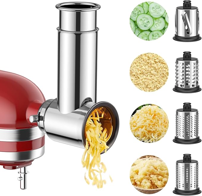 COFUN Stainless Steel Vegetable Cutter Accessory for KitchenAid Robot Pastry Cheese Grater Vegetable Grater with 4 Blades - Image 1