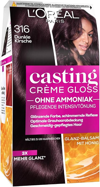 L'Oréal Paris Ammonia-Free and Silicone-Free, Intensive Nourishing Shade with Gloss-Reflex Balm, Casting Cream Gloss Hair Color, No. 316 Black Cherry, 1 Piece - Image 1