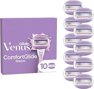 Gillette Venus Recharges De Rasoir Pour Femme ComfortGlide Breeze, Lot De 10 Cartouches De Recharge A 3 Lames Et 2 Barres De Soin Flexibles Pour Un Rasage En Douceur, AUTHENTIQUES, Parfum Thé Blanc - Image 1