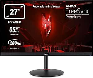 Acer Nitro XV271UM3bmiiprfx - 27" QHD, 180Hz (2560x1440, 16:9, FreeSync, 1ms, 250 Nits, Comfyview, BlueLightShield, 2xHDMI 2.0/1xDP 1.2) Tilting PC Monitor, Black - Image 1
