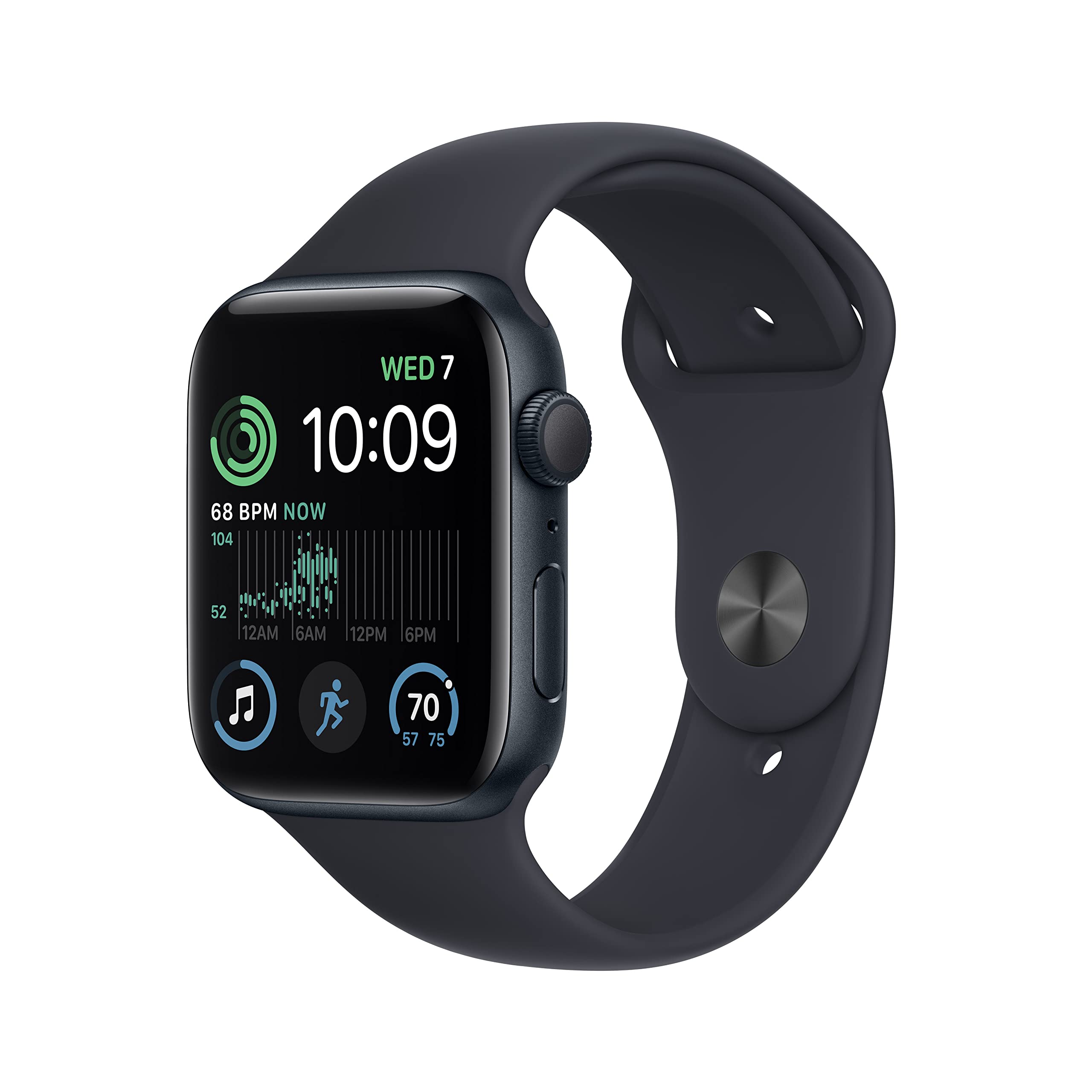 Apple Watch SE (2. Generation) (GPS, 44 mm) Smartwatch - Aluminiumgehäuse Mitternacht, Sportarmband Mitternacht - Regular (Refurbished) - Image 1