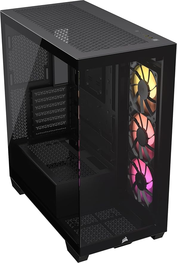 CORSAIR 3500X ARGB Mid-Tower Dual Chamber ATX PC Case - Panoramic Tempered Glass - Motherboard Compatible Reverse Connection - 3X Corsair RS120 ARGB Fans Included - Black - Image 1