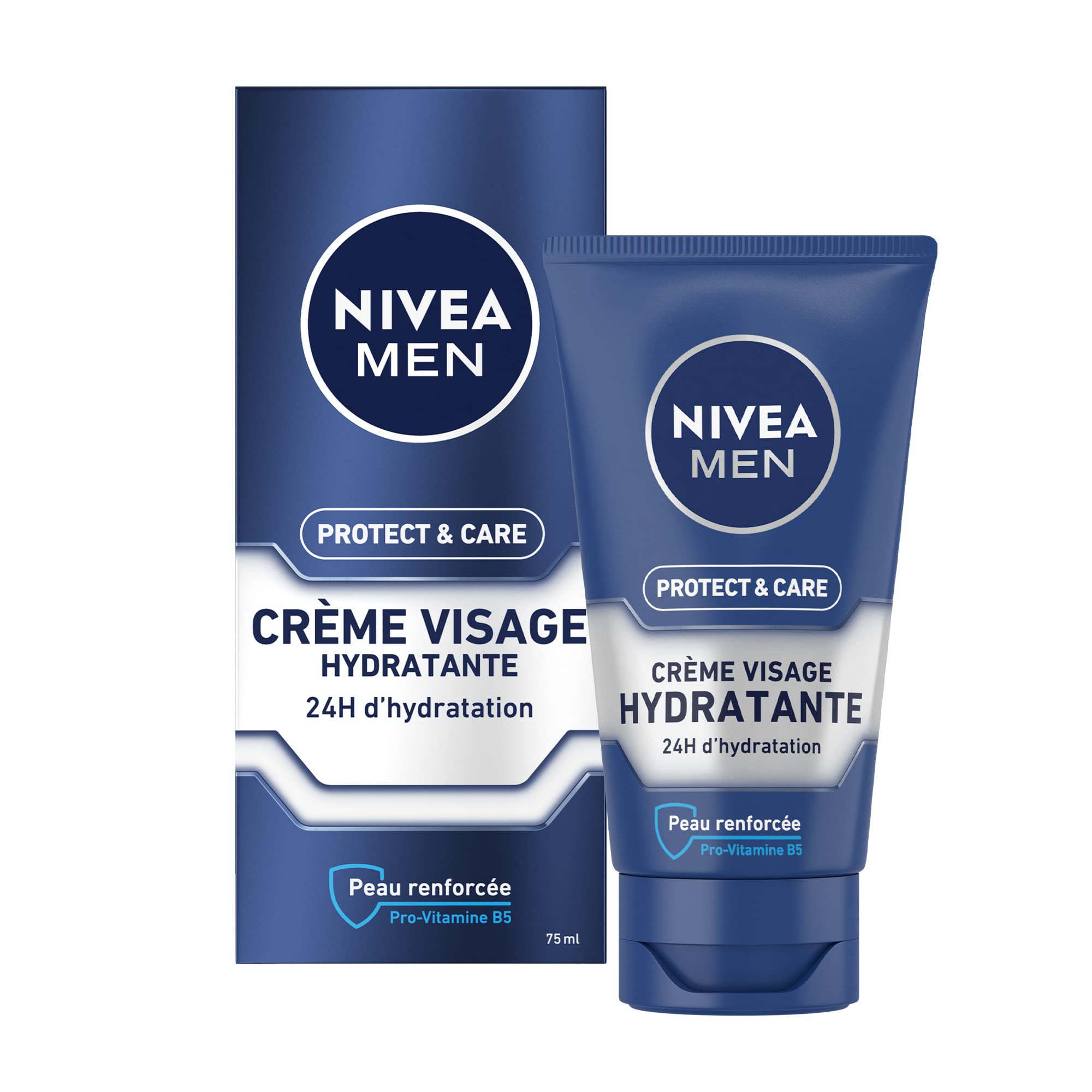 NIVEA MEN Protect & Care Moisturizing Comfort Care (1 x 75 ml), Face Care Enriched with Vitamin B5 and Aloe Vera, Non-Greasy Moisturizing Cream for Men - Image 1