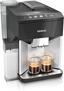 SIEMENS, machine à café tout automatique, EQ500, aromaDouble Shot, autoMilk Clean, ceramDrive, bandeau coffeeSelect, fonction double tasse, Noir/Argenté, TQ513R01 - Image 1