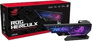 ASUS ROG Strix Herculx Stand for gddr4 Graphics Card, Tool-free Mounting, Convenient Integrated Level, Zinc Alloy Structure, Height Adjustable from 72 to 128 mm, Aura Sync, Black 90DA0020-B09000