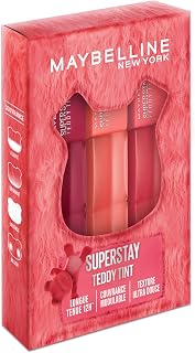 Maybelline New York - Coffret Superstay Teddy Tint - 3 Blush à Lèvres Teddy Tint - Effet Mat Fondu - Tenue Longue Durée - Teintes : Baby Tee, Petalcore, Wild at Heart - Image 1