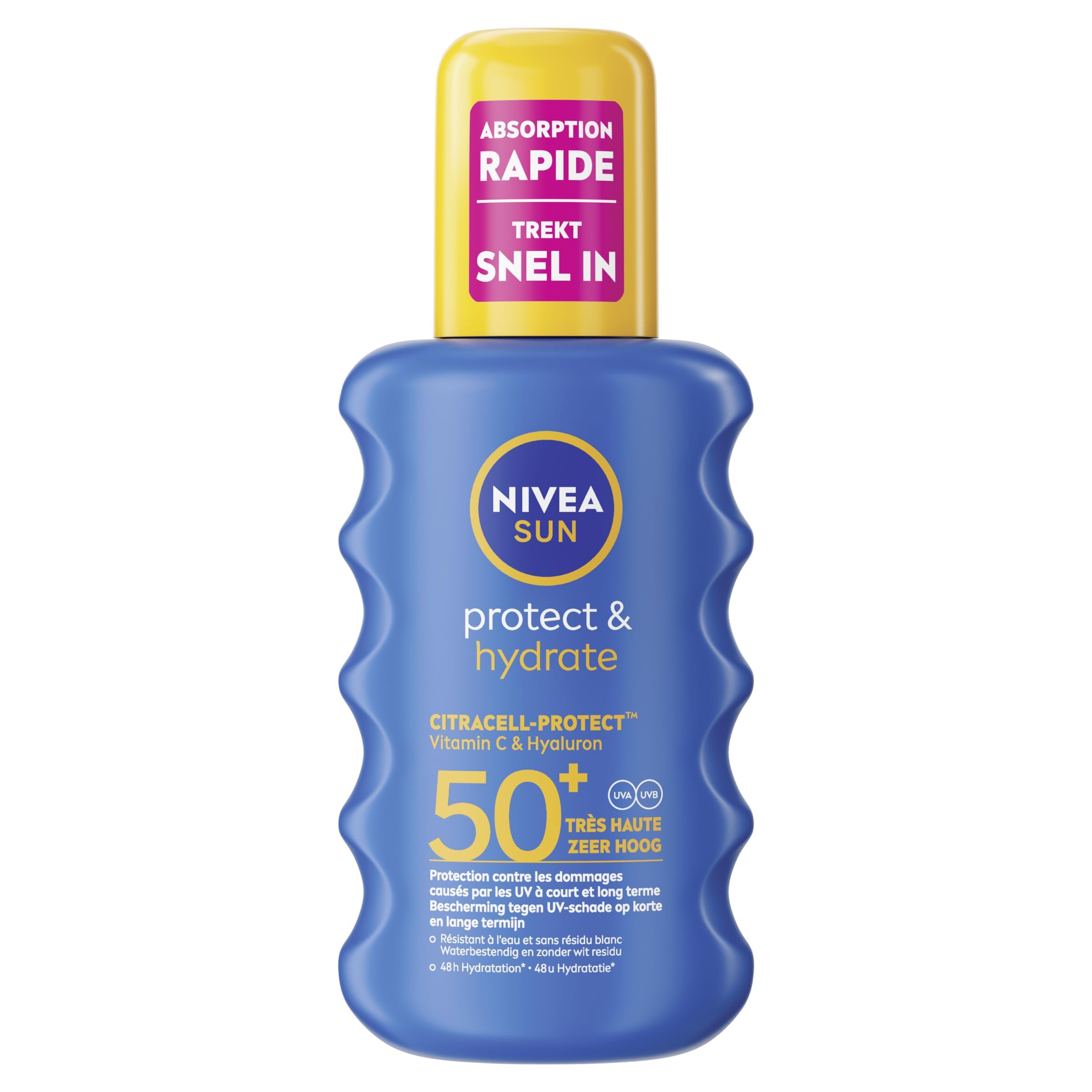 NIVEA SUN Spray Solaire Protect & Hydrate SPF 50+ 200 ml — Crème Solaire résistante à l'eau — Protège et Hydrate — Haute Protection Visage et Corps - Image 1