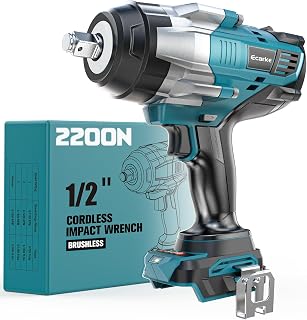 Ecarke Boulonneuse sans fil 2200 Nm compatible Makita 18V – Clé à chocs 1/2" sans balais avec lumière LED pour voitures et machines lourdes – Sans batterie - Image 1