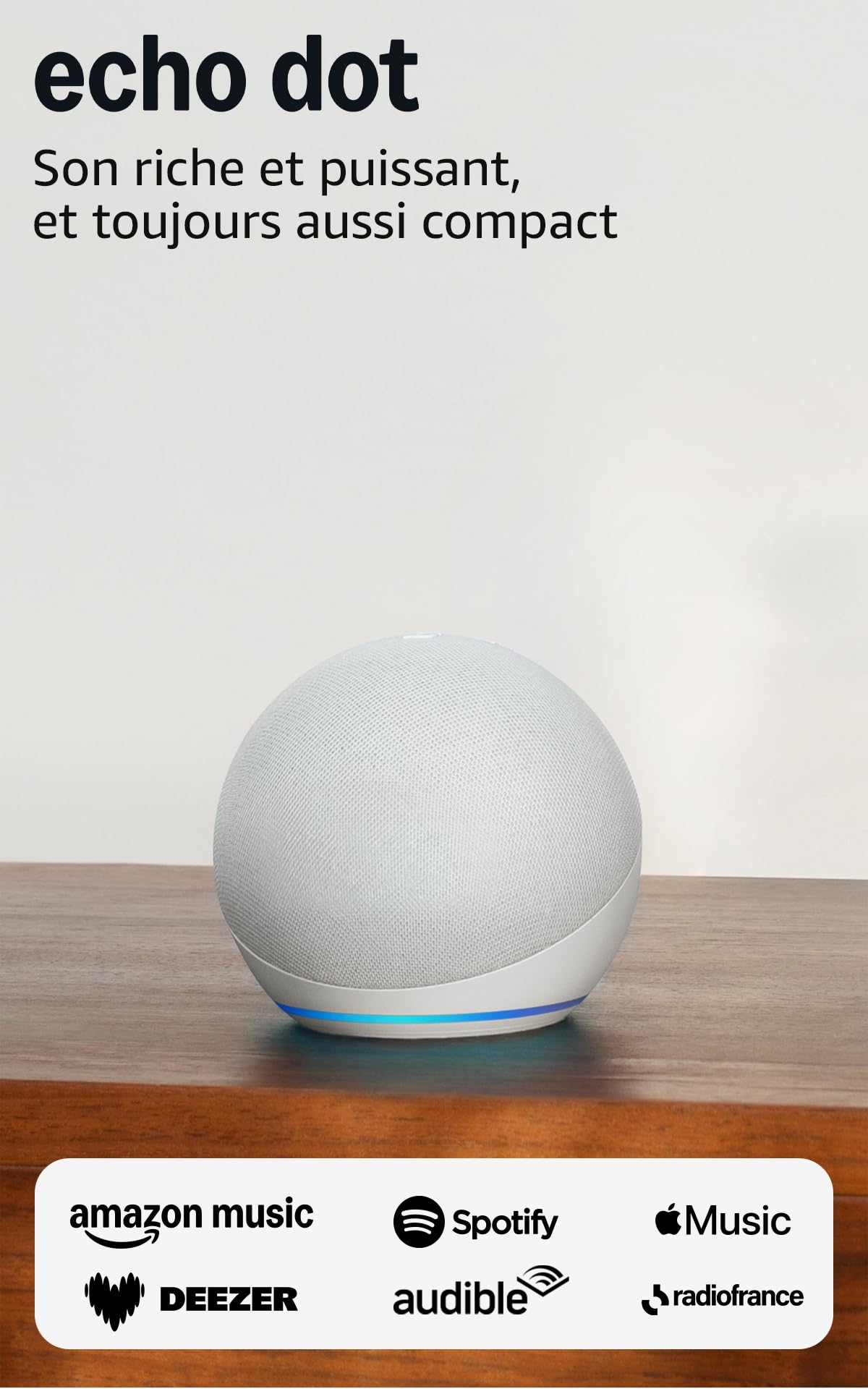 Echo Dot (Newest gen) | Big vibrant sound Wi-Fi and Bluetooth smart speaker with Alexa | Glacier White - Image 1