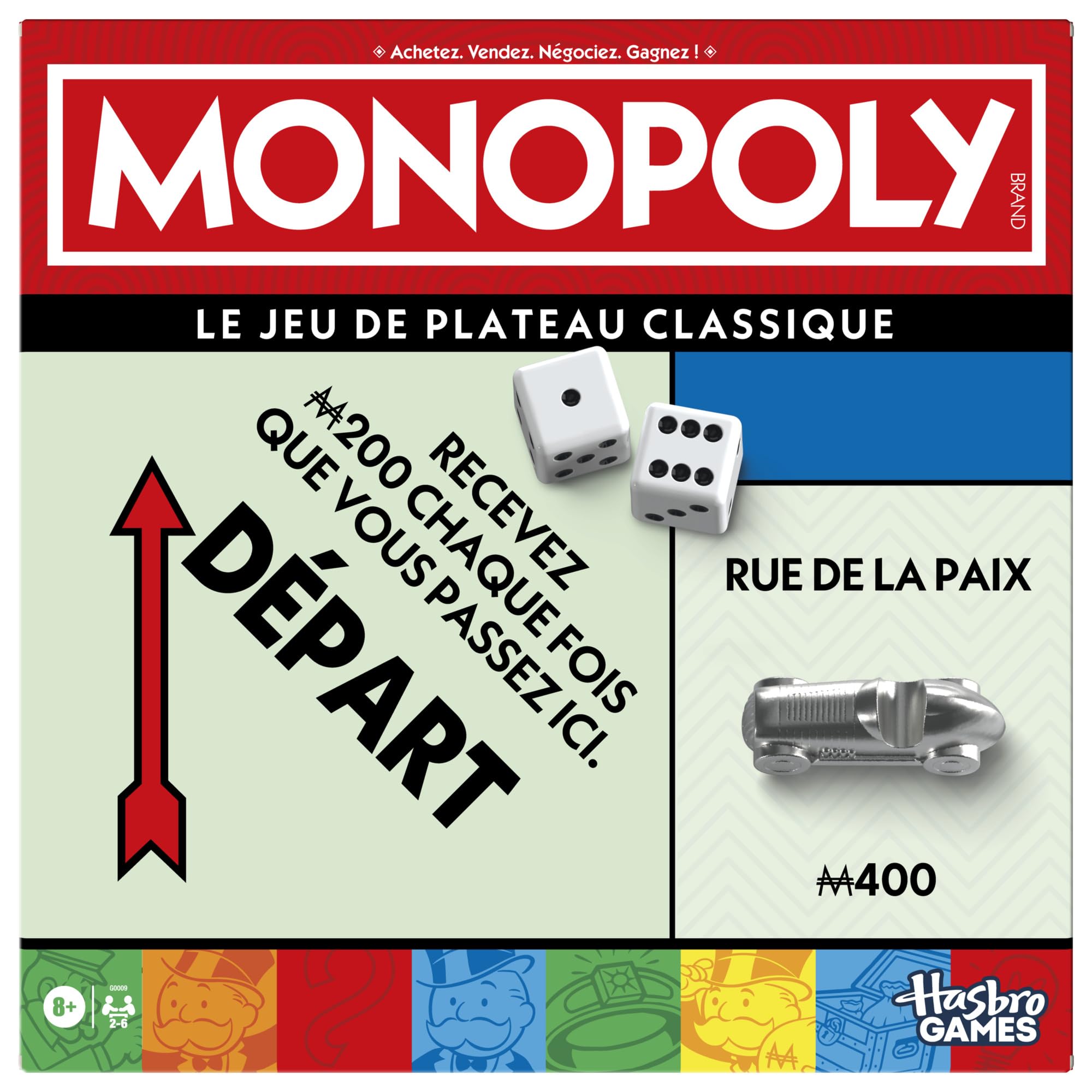 Monopoly, Large Board Game with Storage Box and Pawns - French Version - Image 1