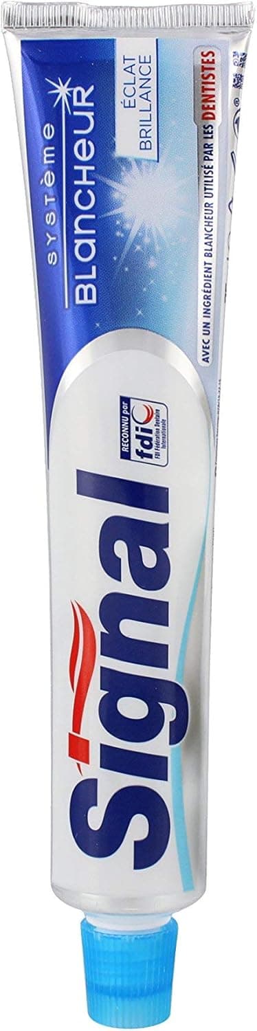 Signal Dentifrice Système Blancheur Eclat Brillance 75ml, Dents Blanches & Eclatantes, Santé Dentaire