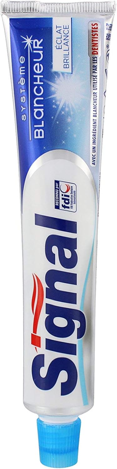 Signal Dentifrice Système Blancheur Eclat Brillance 75ml, Dents Blanches & Eclatantes, Santé Dentaire - Image 1