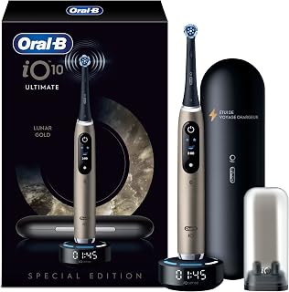 Oral-B iO 10 Brosse A Dents Electrique Lunar Gold, NOUVEAUTE, 7 Modes De Brossage Avec Blancheur Et Douceur, Coach De Brossage iO Sense, Brossette De Rechange Ultimate Clean, Etui De Voyage Chargeur - Image 1