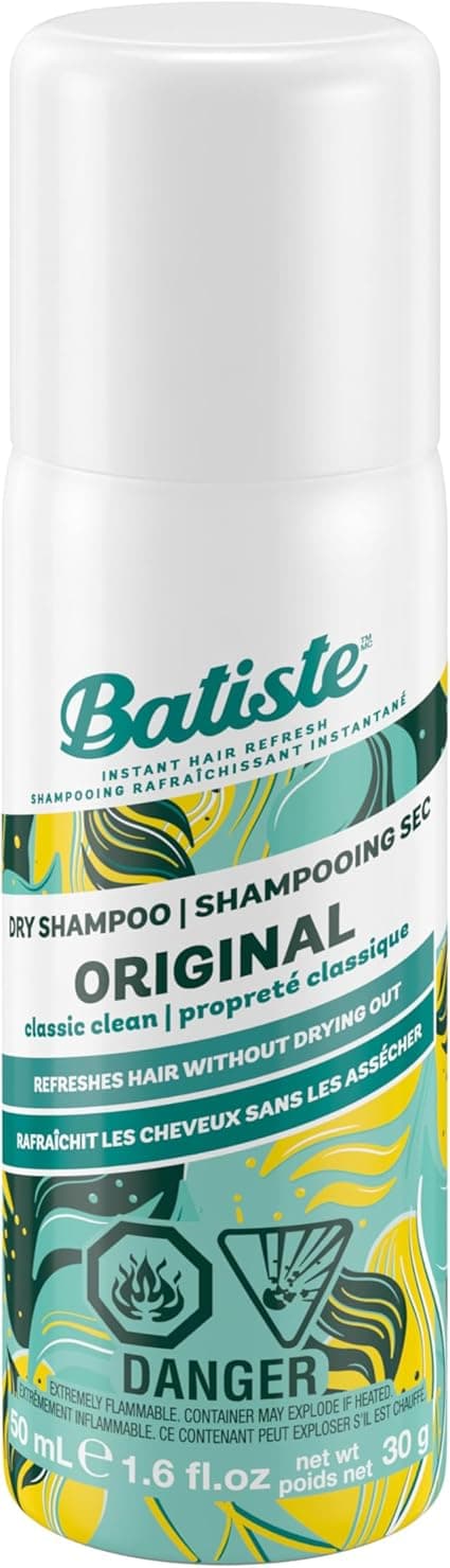 Batiste Dry Shampoo, Original, Refreshes Hair and Provides Volume, Absorbs Excess Sebum, No Rinse, 50 ml