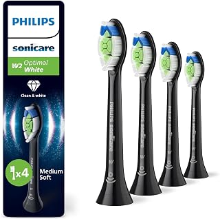 Philips Sonicare W2 Optimal White - Têtes de brosse à dents de rechange d'origine, noir, lot de 4, HX6064/88 - Image 1