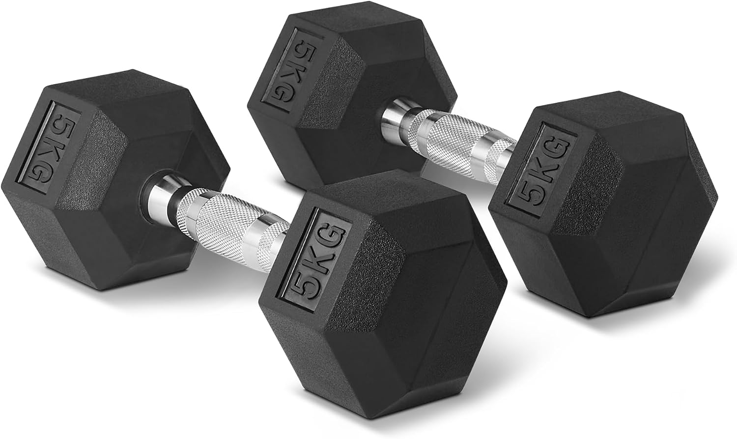 Amazon Basics Rubber Encased Hex Dumbbell Weights Set - Image 1