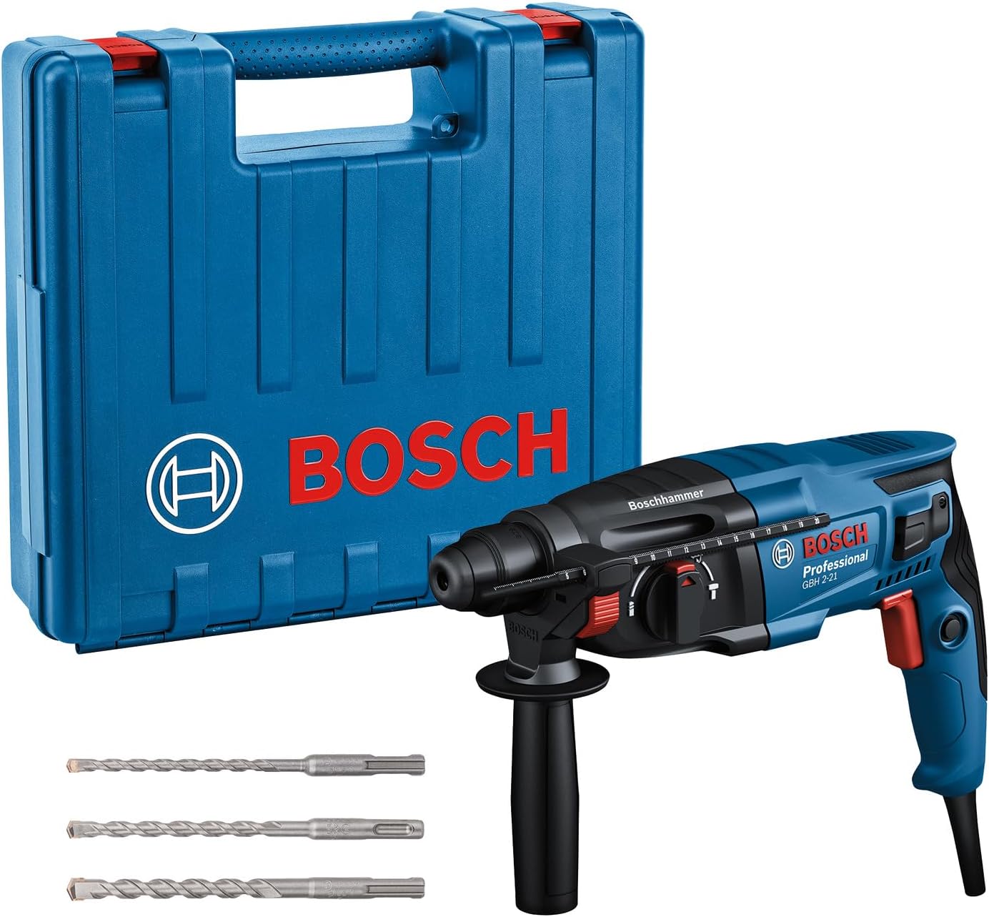 Bosch Professional hole punch GBH 2-21 (SDS plus, with 3 SDS plus drill bits (6/8/10 mm), auxiliary handle, cloth, depth stop, transport case) - Image 1