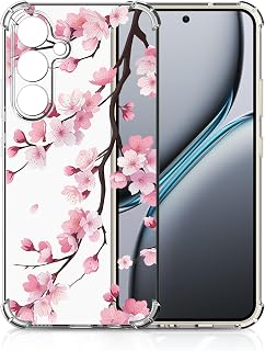 Transparent Case for Samsung Galaxy S25, Silicone TPU Bumper Cover for Girls Women Boys, Cute Floral Pattern Anti-Shock HD Clear Protective Case, Sakura - Image 1