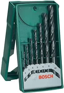 Bosch Accessories 2607019673 Set of 7 Metal Drill Bit Mini X-Line Diameter 2/3/4/5/6/8/10 mm Black