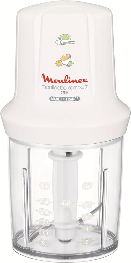 Moulinex DJ300110 Mini Electric Mincer Compact Reel with Shaker Lid White 270 W