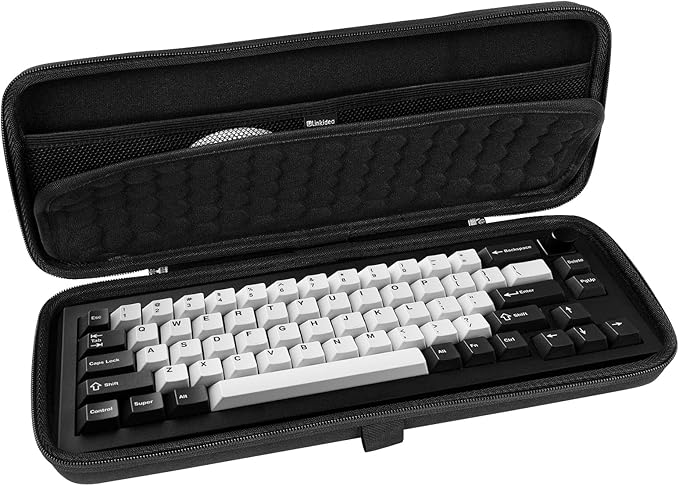 Linkidea Hard Travel Case for Compact Keyboard 65% 68 Keys Wireless/Wired Computer Storage Bag Compatible with Keychron Q2 V2 Corsair K65 PRO ASUS ROG Falchion NX 65%, Black - Image 1