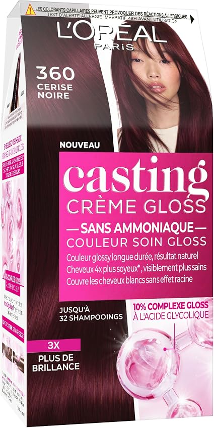 L'ORÉAL PARIS - Semi-Permanent Hair Colour Tone on Tone - Gloss Care Colour - Ammonia Free - Casting Cream Gloss - Shade: Black Cherry (3.60) - Image 1