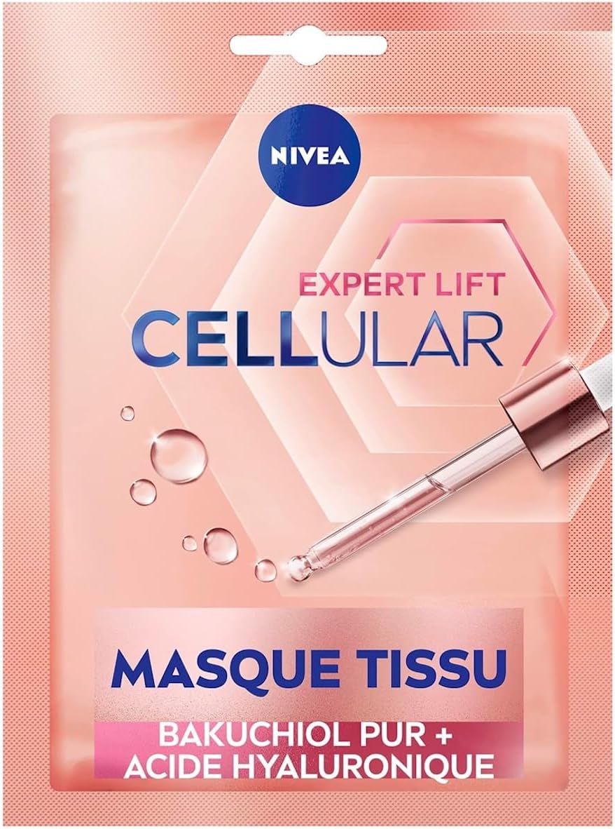 NIVEA Cellular Expert Lift - Masque Tissu Visage Liftant Anti-Age - Hydrate, Raffermit, Nourrit, Lisse & Réduit Rides - Collagène Booster - Acide Hyaluronique & Bakuchiol - Tous Types De Peaux - x 1 - Image 1