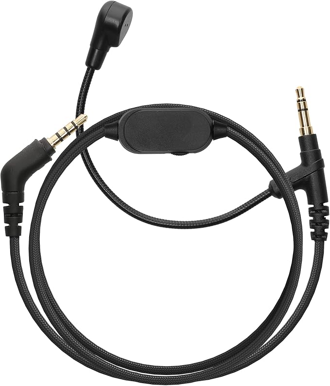kwmobile Compatible with Sony WH-1000XM5 / WH-1000XM4 / MDR-100ABN / V-Moda - Replacement 3.5mm Headphone Cable with Mic and Volume Control - Image 1