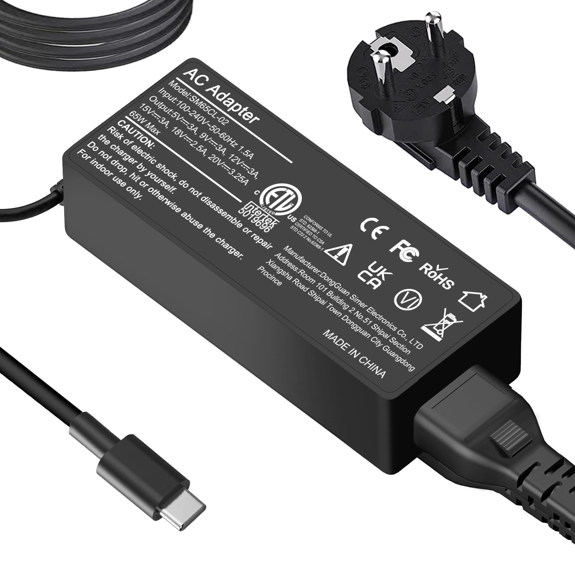 YBXYJQT 65W USB C Fast Charger Compatible with Lenovo Thinkpad X1 Carbon, T14, T15, T480, T490, T580, T590, E480, E490,Chromebook C330, S330, 100e, 300e, 500e,Yoga 720,910,920 Portable Adapter - Image 1