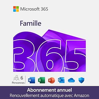 Microsoft 365 Famille | 12 mois | 6 utilisateurs | Applications Office avec IA | Jusqu'à 6To de Stockage Onedrive | Abonnement Amazon avec renouvellement automatique - Image 1