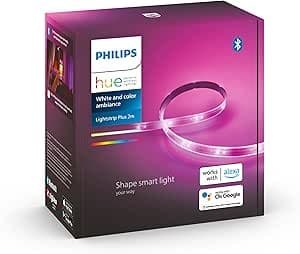 Philips Hue White & Color Ambiance, Indoor LED Strip, V4, Base, Stretchable, RGB LED Strip with Bluetooth, Compatible with Alexa, Google Assistant and Apple Homekit